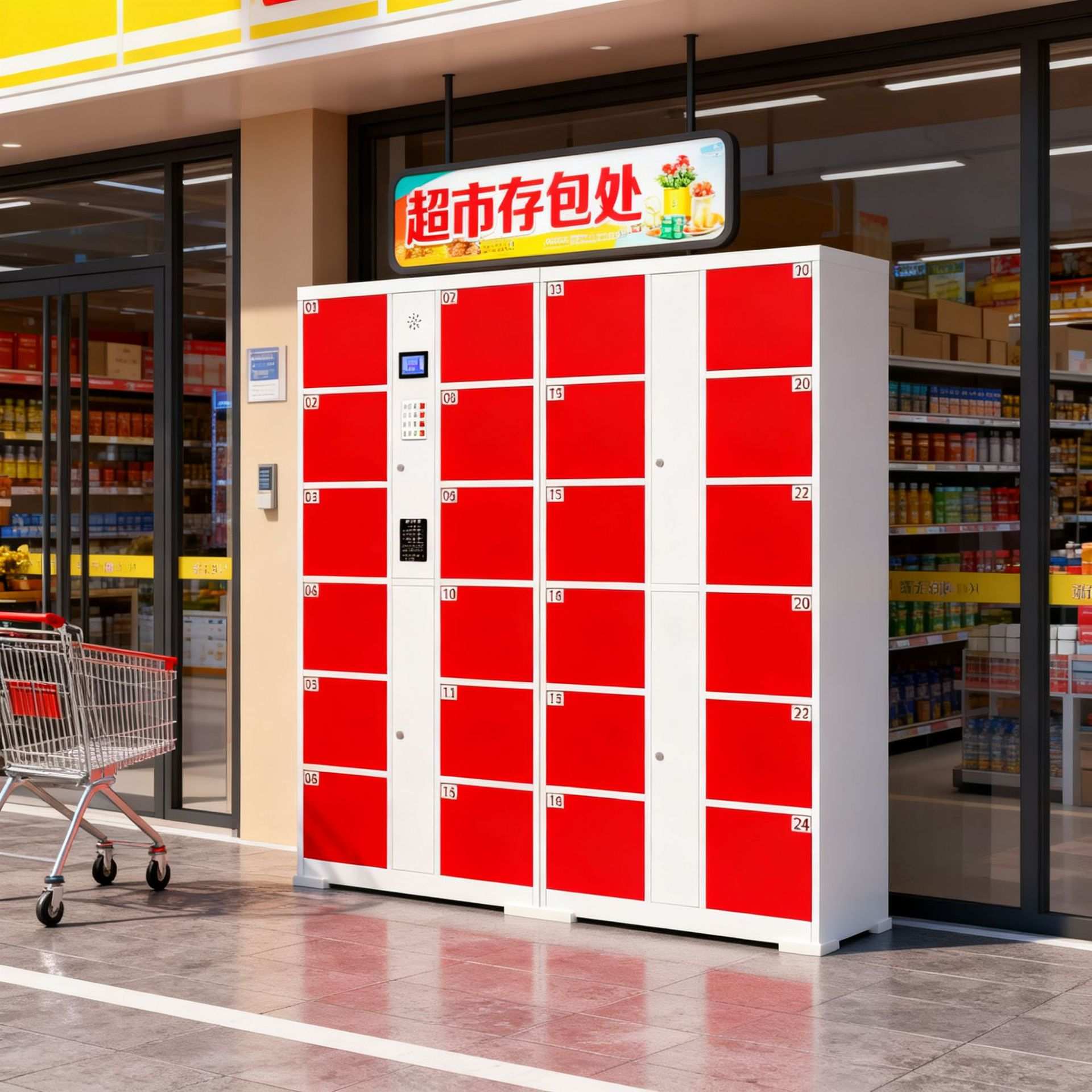 电子存包柜条码指纹超市寄存柜商场智能人脸手机扫码储物柜厂家