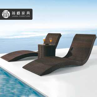 户外别墅庭院躺床阳台泳池休闲日光浴床沙滩椅室外露台藤编沙发床