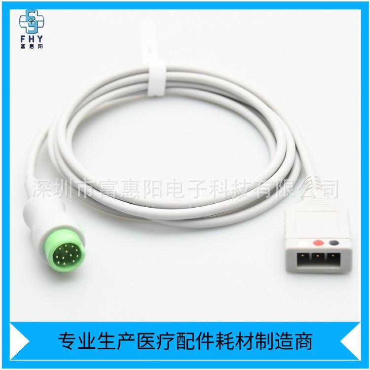 厂家直销心电导联线T5/D6/IPM8/UMEC8/IMEC10监护仪3导心电主电缆