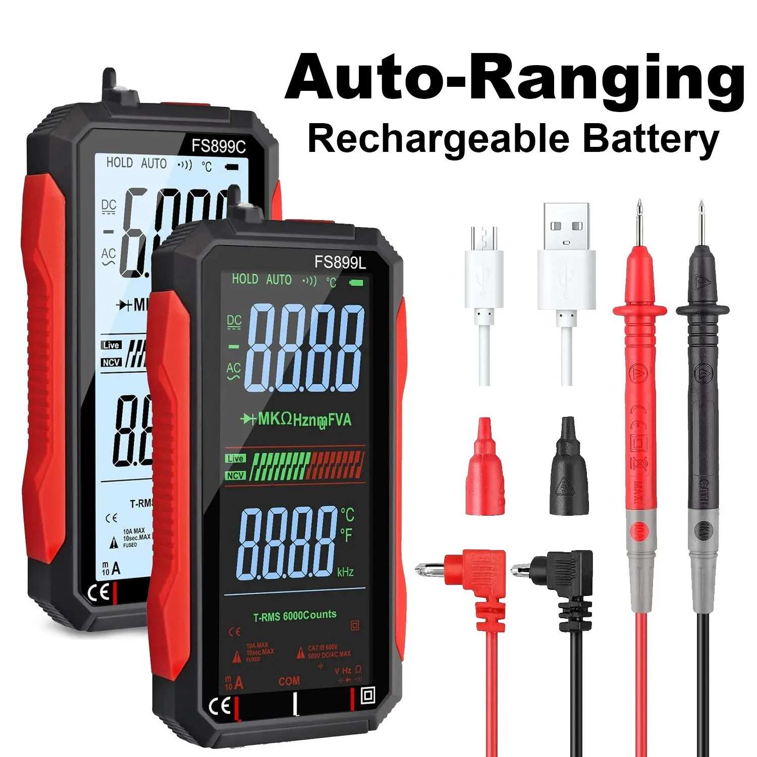 FS899C 可充电4.8英寸大屏幕6000计智能数字万用表自动定位