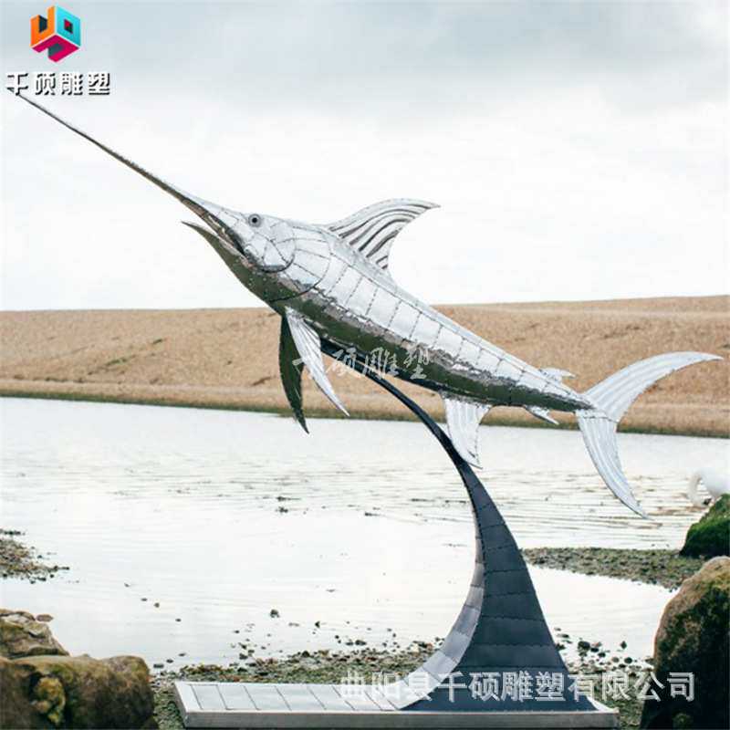 不锈钢雕塑制作动物鲨鱼雕塑户外大型海洋生物主题海洋馆装饰摆件
