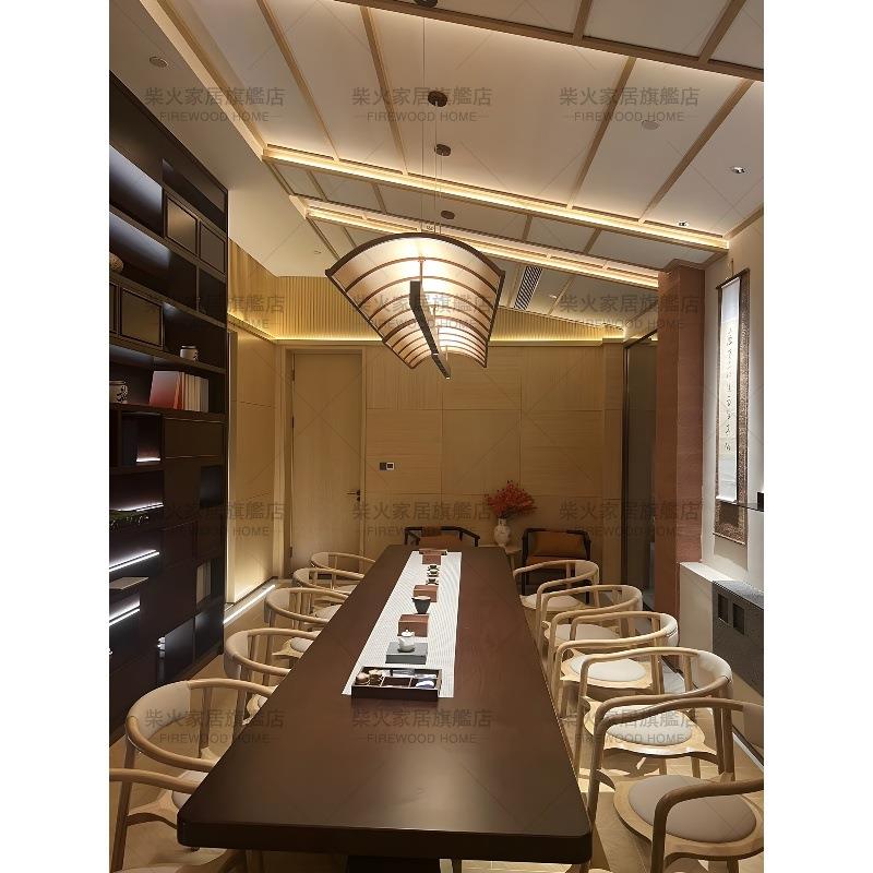 设计师餐厅吊灯新中式茶室酒店餐饮饭店创意长条岛台日式吧台灯具