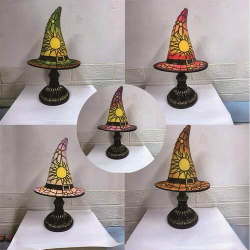 跨境新款Stained Glass Witch Hat Lamp装饰灯客厅室内卧室