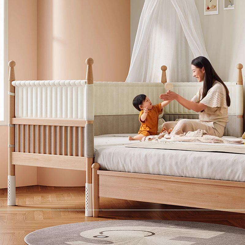 童床实木格宝宝榉木护栏婴儿拼床家用简约现代风高延边拼接床