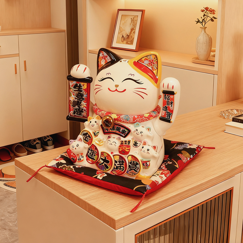 招财猫入户玄关桌面摆件大码自动招手客厅发财猫自动摇手创意礼品,家居饰品,桌面摆件,淘宝优惠券,粉丝福利购,淘宝优惠卷
