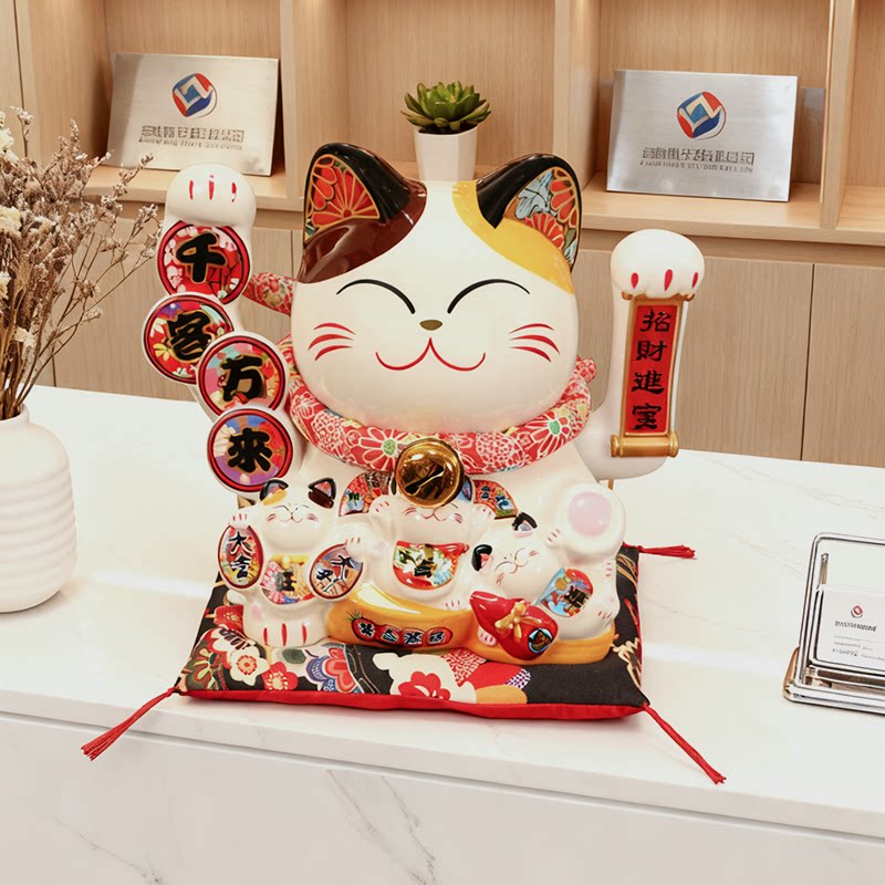 招财猫桌面摆件自动招手公司前台