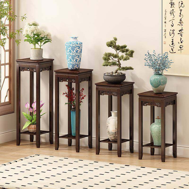 花架子新中式客厅落地式室内阳台多层盆景置物架鱼缸底座2025新款