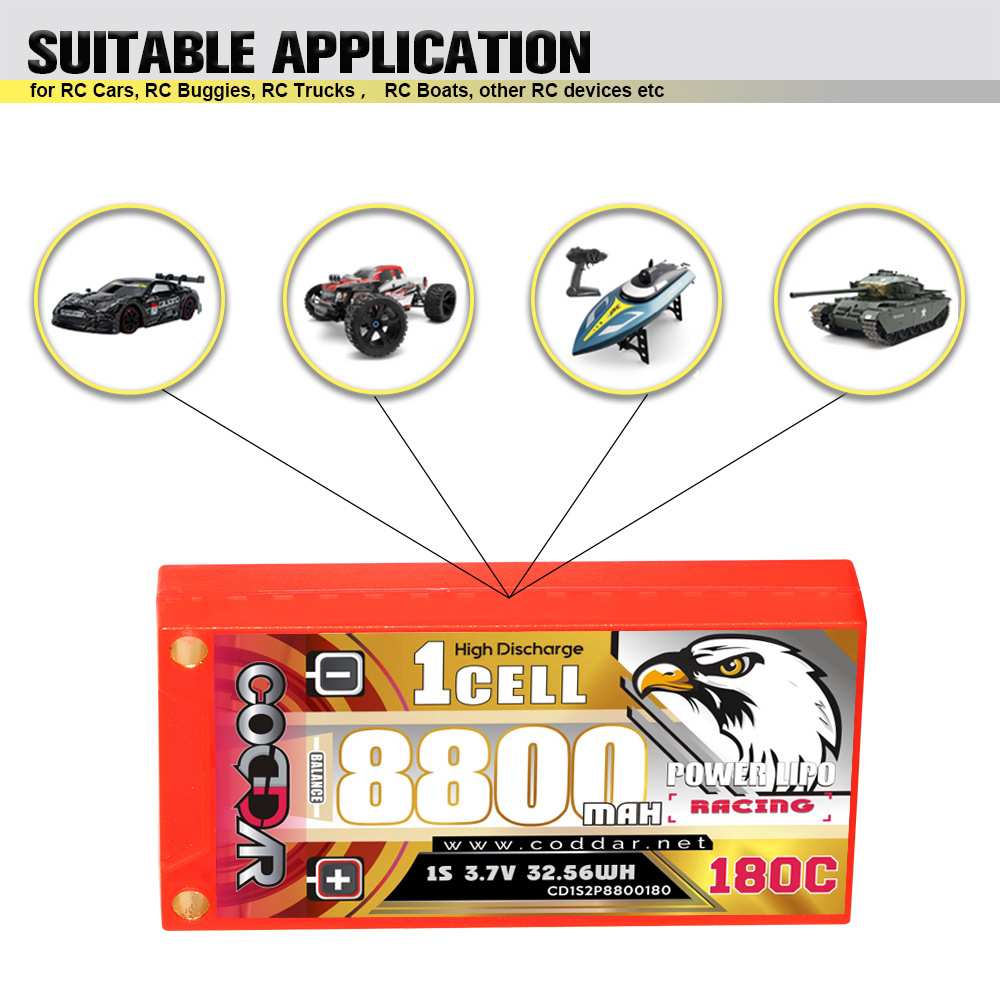 鹰氪CODDAR 8800mAh 1S薄电 3.7V 180C 1/12电动漂移车RC锂电池