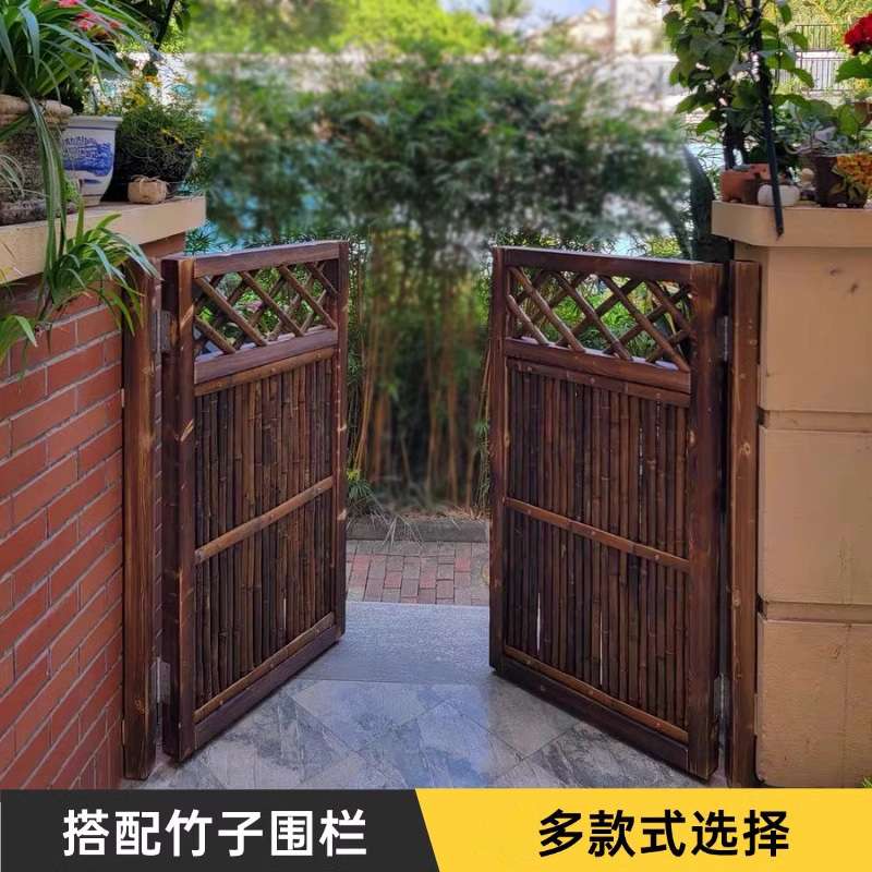 栅栏门庭院户外农村围栏门别墅花园入户门木门竹篱笆院子大门田园