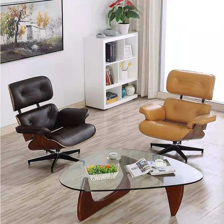 单人沙发Eames伊姆斯躺椅子 意式轻奢真皮阳台懒人旋转设计师休闲