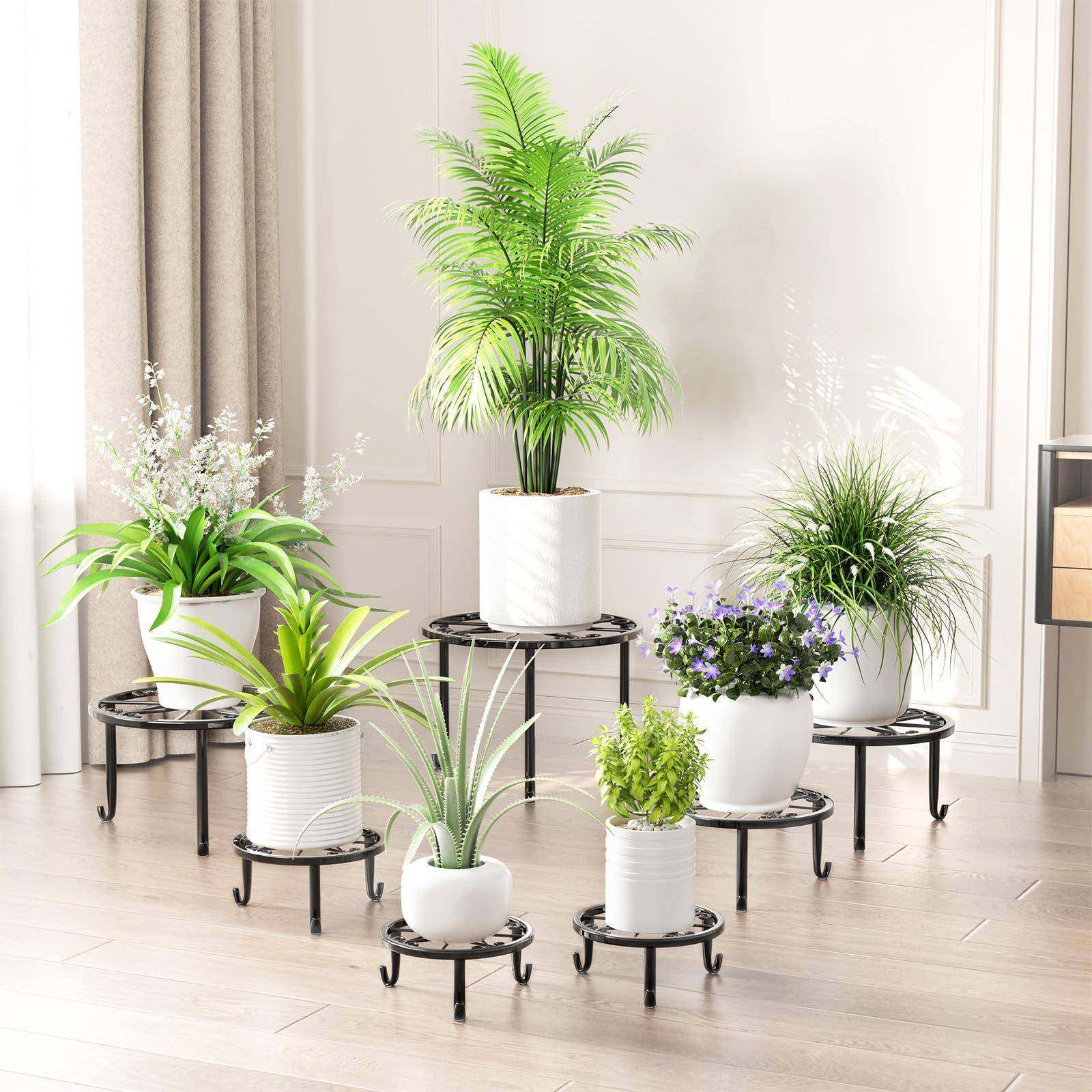 7件套金属铁艺小花架铁艺小花架单层桌面简约落地式花盆架花架子