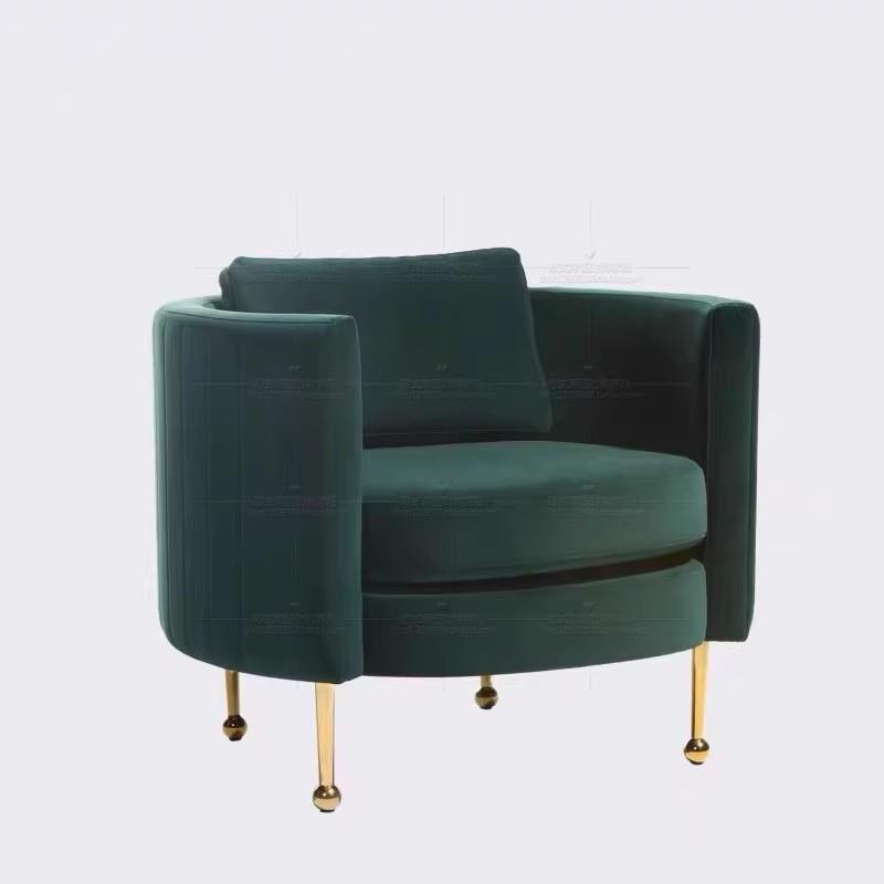 北欧轻奢丝绒布艺休闲单人沙发简约小户型客厅卧室半圆形椅子