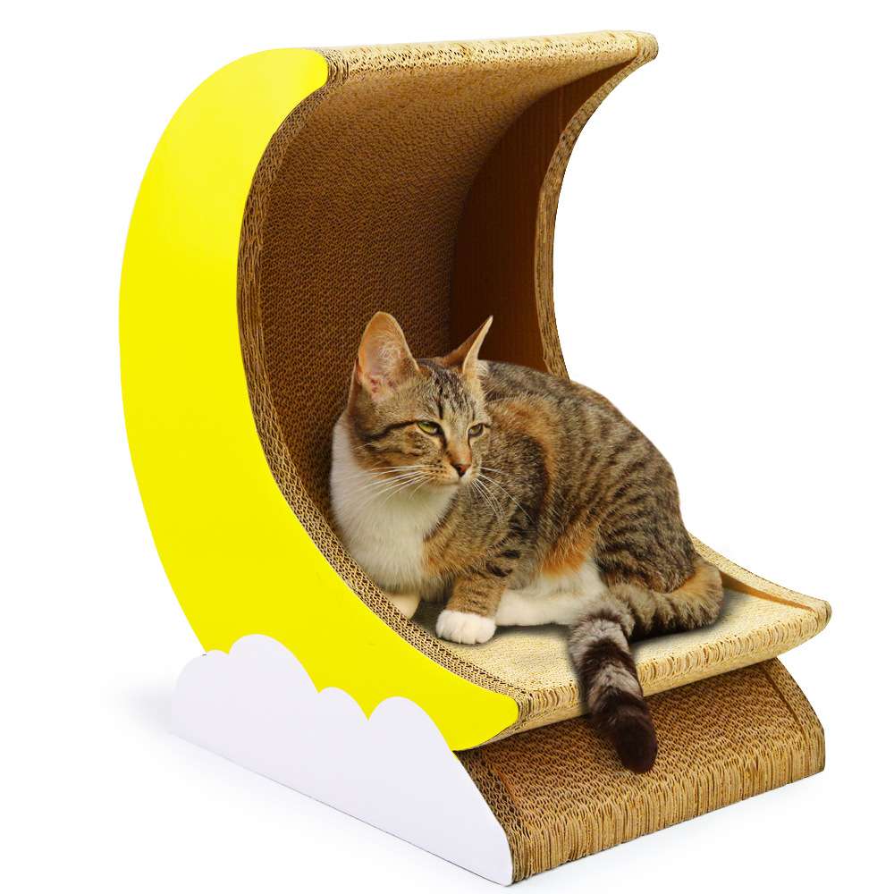 猫抓板-瓦楞纸纸制猫玩耍板-猫窝猫屋猫碗-木马+月亮