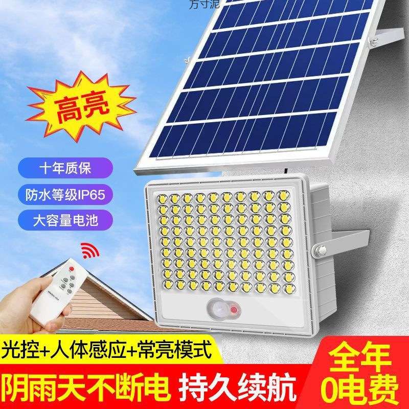 太阳能庭院灯户外灯农村大功率LED防雷自动人体感应投光灯供应链