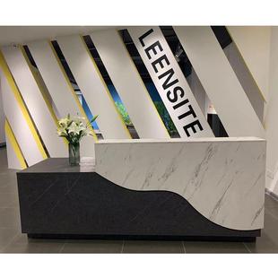 仿大理石纹板式前台办公接待台简约迎宾收银服务咨询台93-QT0436