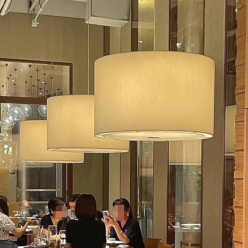 餐厅吊灯2023新款酒店餐饮饭店吧台餐桌卡座日式创意中山布艺灯具