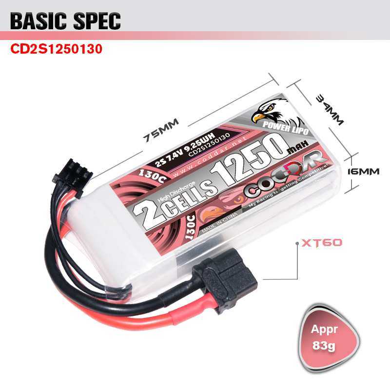 鹰氪CODDAR 1250MAH 2S 7.4V 130C竞赛花飞航模穿越机锂电池LIPO
