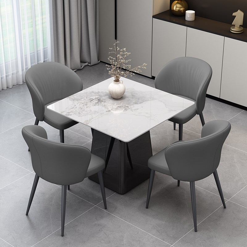 轻奢正方形岩板餐桌椅高端酒店自助餐厅咖啡厅茶楼商用方桌打牌桌