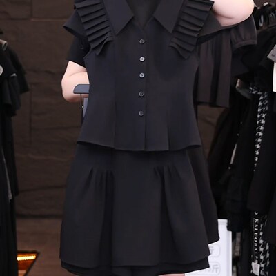 大码胖mm巨显瘦套装女夏季2024年新款时尚洋气减龄显瘦遮肉两件套