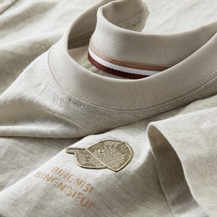 休闲透气百搭圆领半袖 男2025夏季 t恤 冰丝仿亚麻短袖 欧货轻奢薄款