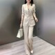 网红炸街2024新款 高级感职业套装 女西装 春装 外套垂感微喇裤 两件套