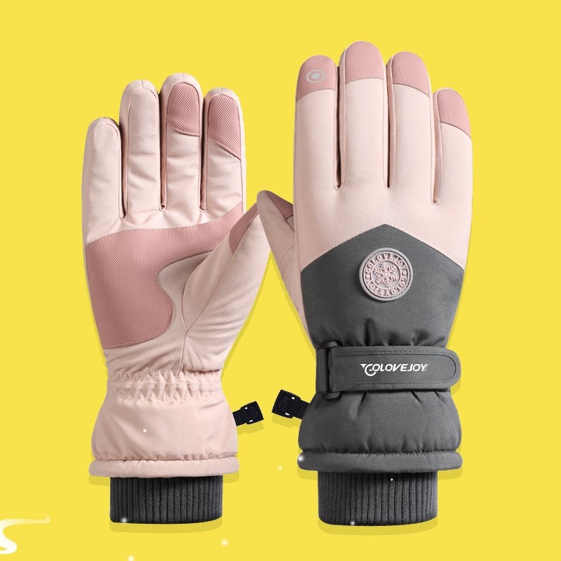 滑雪手套冬季女加绒加厚保暖防水防寒骑行电动车全掌可触屏骑车男