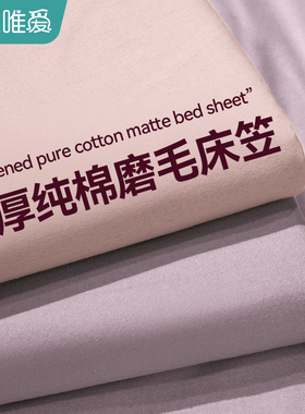 纯棉磨毛床笠罩加厚全棉床单套单件紫色床垫保护罩2024年新款夏季