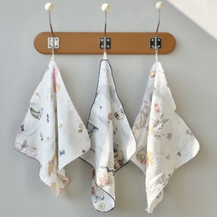 婴儿纱布口水巾纯棉a类宝宝竹棉小方巾薄款 洗脸洗澡手帕毛巾超软