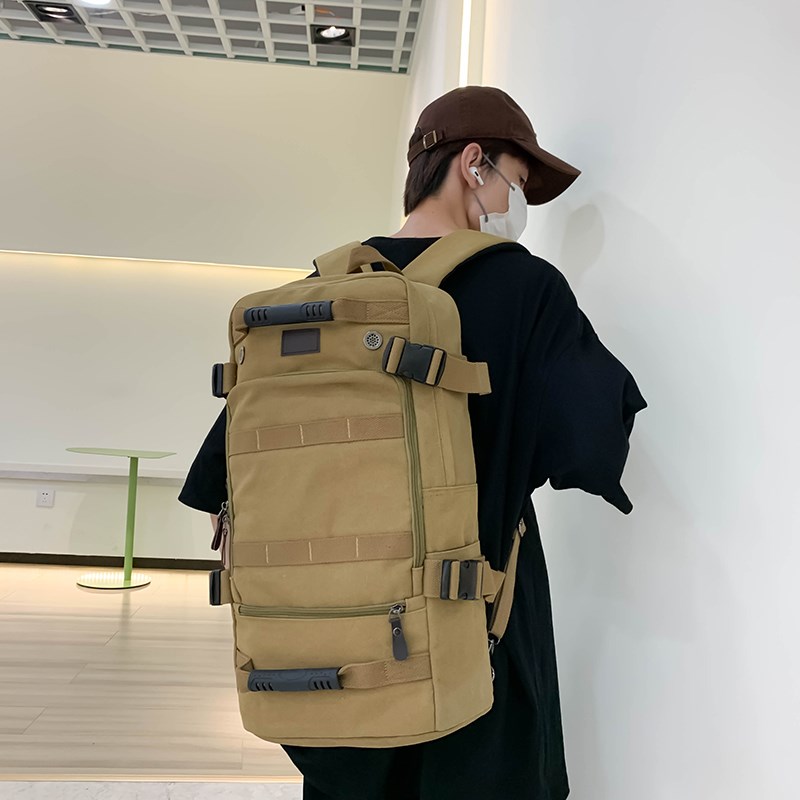 时尚户外登山旅行背包耐磨帆布双肩包大容量男女士通用运动休闲包