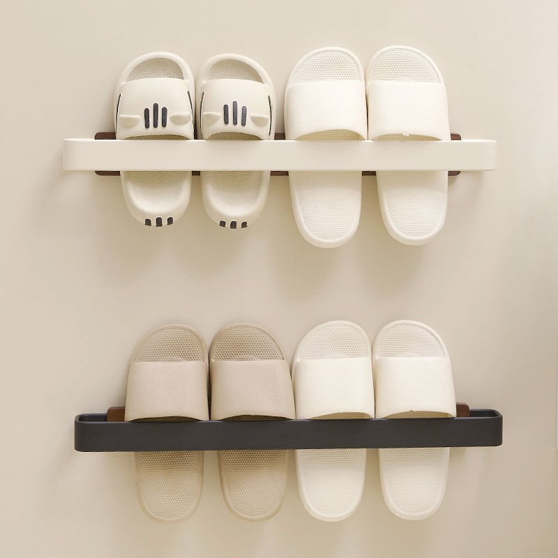 浴室拖鞋架免打孔壁挂法式胡桃木家用卫生间厕所拖鞋置物架中古风