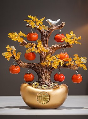 事事如意发财树摆件办公室开业礼物客厅电视柜招财装饰品乔迁新居