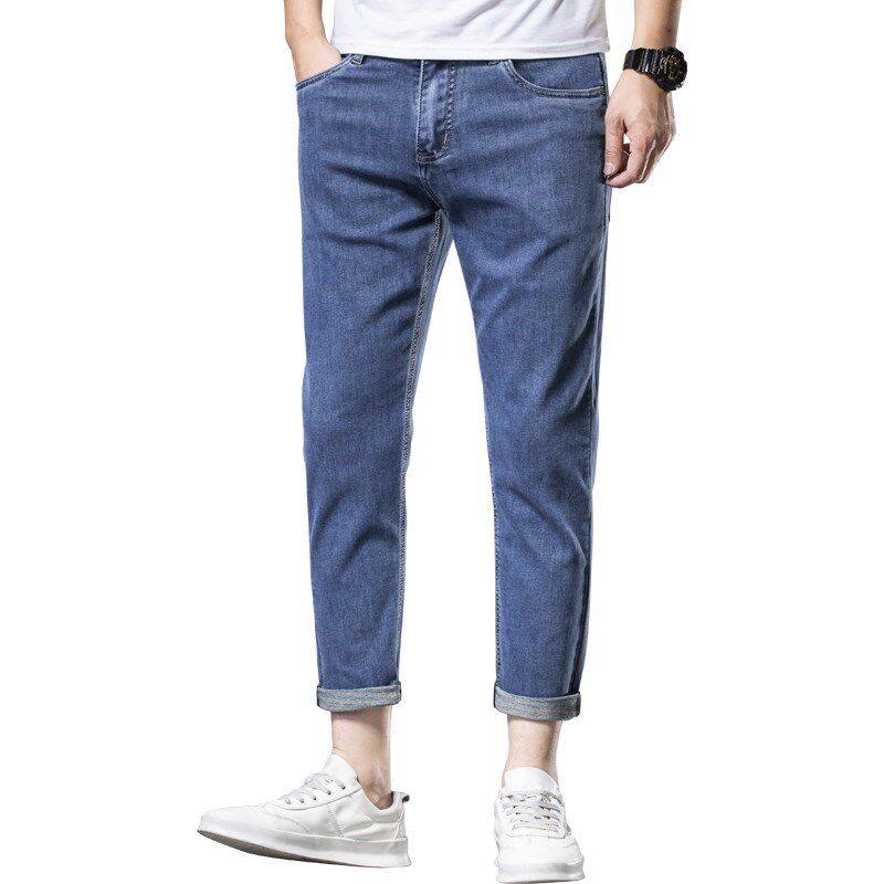 夏天薄款九分裤男夏季直筒修身休闲9分裤潮流2025新款牛仔裤男款