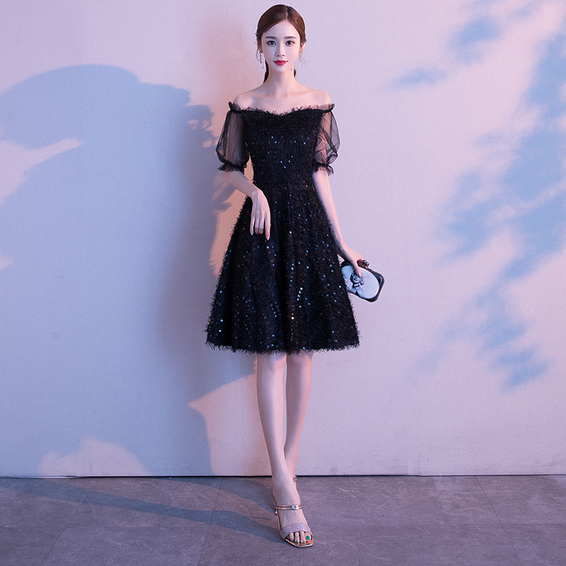 黑色小晚礼服2021新款宴会高贵气质短款生日聚会连衣裙女平时可穿
