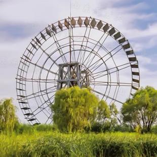 防腐木大型景观水车 兰州打卡复古灌溉工具 网红黄河双轮旋转筒车