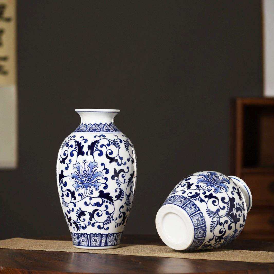 中式台面仿古青花瓷花瓶摆件装饰品工艺品陶瓷摆件复古花插插花器,家居饰品,花瓶,淘宝优惠券,粉丝福利购,淘宝优惠卷