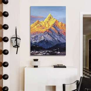 日照金山纯手绘肌理画金华市轻奢挂画客厅自然风景装饰画简约