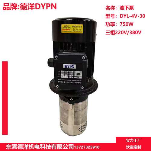 德洋DYL4V30三相电泵机床冷却泵 铣床线切割循环水泵浸入式离心泵