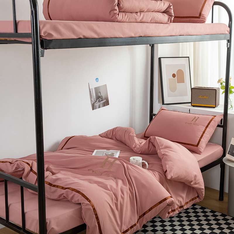 高级感学生宿舍床单人三件套床上用品全套K一整套被套被子四件套