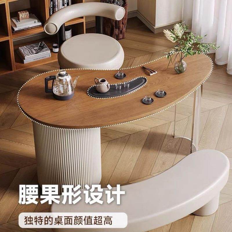 现代简约实木原木阳台桌椅组合家用茶台客厅小户型新款小型泡茶桌