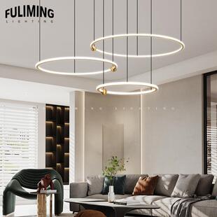 FULIMING全铜圈圈吊灯北欧极简意式 灯饰客厅灯餐厅吊线灯饰85138
