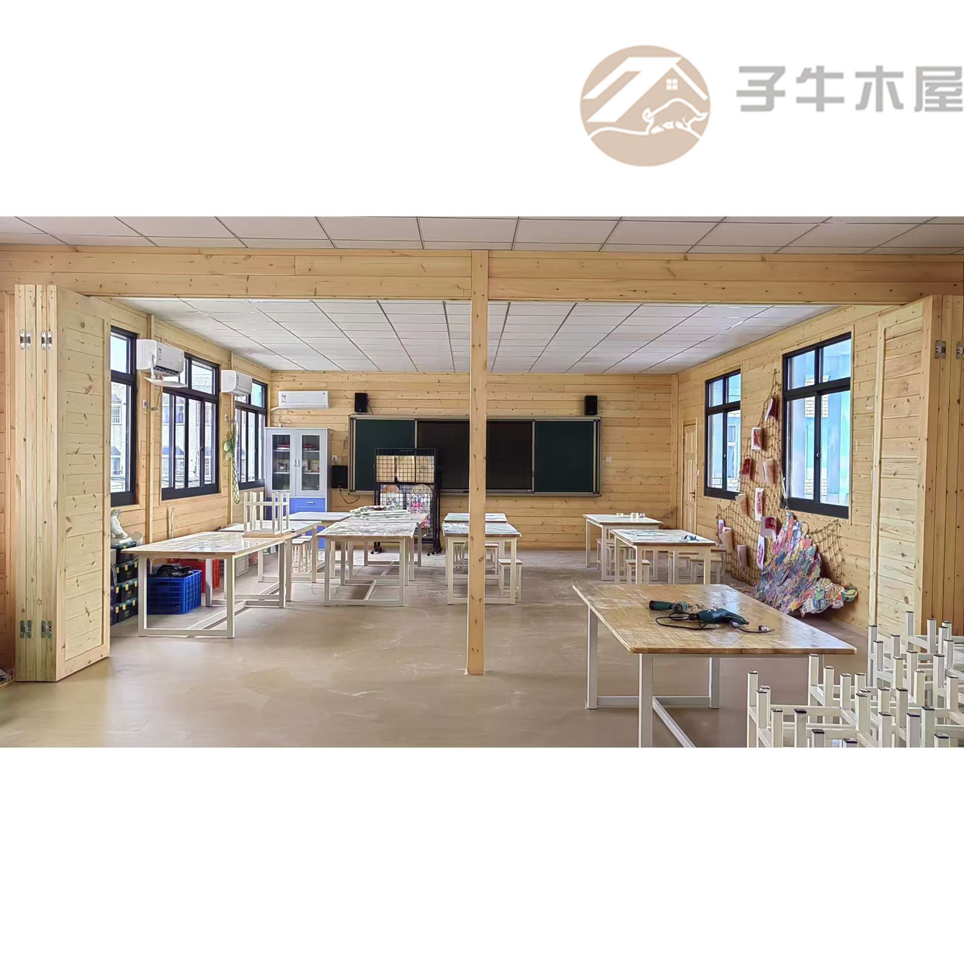 木制功能教室双层拼装房屋搭建价格学校教室搭建厂家可拆卸木房子