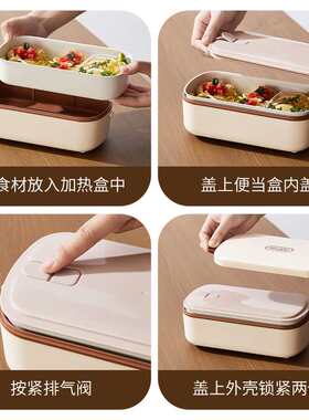110V免注水电热饭盒上班族保温带饭办公室无水加热恒温饭盒欧英规
