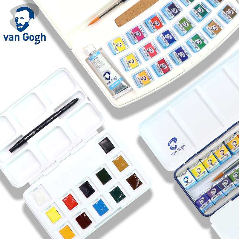 泰伦斯Van Gogh梵高水彩凡高固体水彩12色15色18色24色36色蓝铁盒
