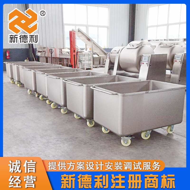 食品厂肉制品移动手推车不锈钢大容量物料周转车不锈钢商用大料车