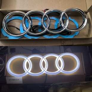 适用奥迪四环标Q3Q5中网标A5A6A4L改装LED发光前标奥迪前后车标
