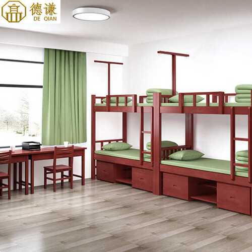 中式实木橡胶木上下床多功能储物床学校基地通用工程宿舍制式家具