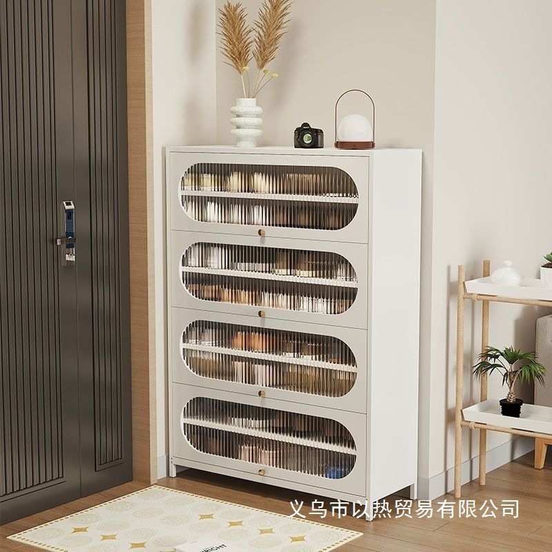 钢制鞋柜家用落地多层收纳柜大容量防尘鞋架入户玄关上翻门储物柜