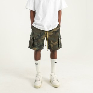男美式 子夏季 休闲运动直筒五分裤 裤 宽松口袋工装 高街潮牌迷彩短裤