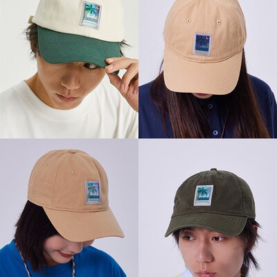 OADB双面日月海边闪卡标可调节弯檐圆顶棒球鸭舌帽男女大头围情侣