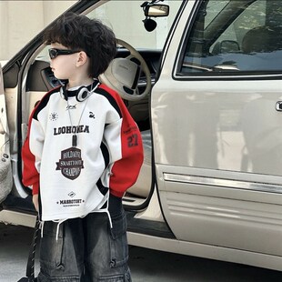 男童卫衣春秋款秋装撞色套装复工牛仔裤2024新款秋季长袖男宝宝潮